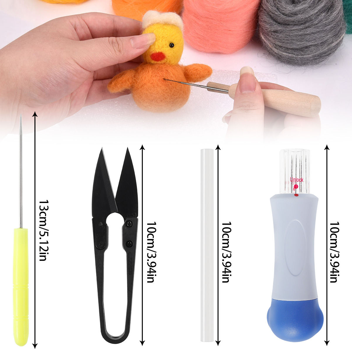 Austok Needle Felting Kit, 24 Colors Wool Roving, Needle Felting Starter Kit,Wool Felt Tools with Felting Tool Instruction Included for Felted Animal